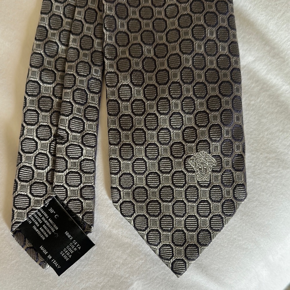 Versace Black And Gray Patterned Tie - image 2